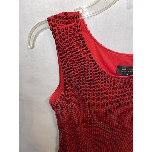 Michelle Antonelli Women’s Dressy Tank Top Size Medium Red Sequined Party NWOT - Picture 5 of 12